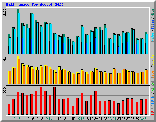 Daily usage for August 2025